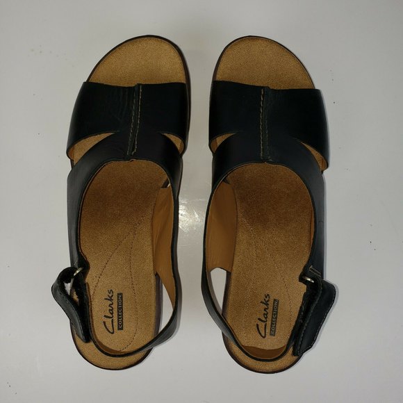 Clarks Womens US 10 Rosemund Dune Platform Sandals Black Slingback Hook And Loop - Picture 7 of 12
